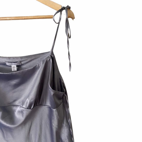 TOPSHOP Gray Silky Tie Camisole Top - Picture 11 of 15